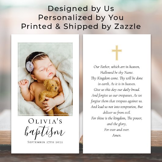 Taufe Foto Bewahrung der Gebetskarte Telefonnummerkarte