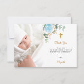 Taufe Foto Blütengold Dankeskarte (Vorderseite)