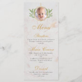 Taufe Foto Botanisches Goldmarmor Blätter Foliage Menükarte (Vorderseite)
