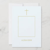 Taufe Foto Boys Blue Gold Religious Einladung (Rückseite)