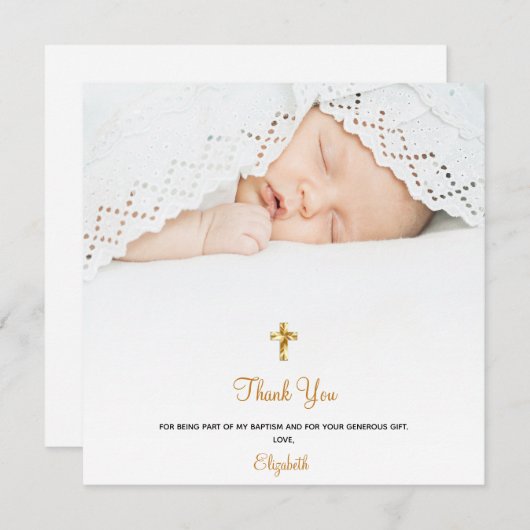 Taufe Foto Cross-minimalistisch danke (Vorne/Hinten)