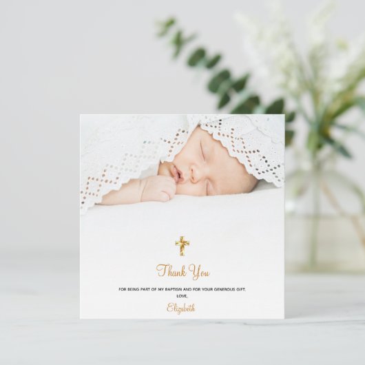 Taufe Foto Cross-minimalistisch danke (Stehend Vorderseite)