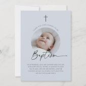 Taufe Foto Danke Dusky Blue (Vorderseite)