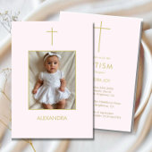 Taufe Foto Gold Pink Girls Religiös Einladung