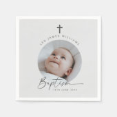 Taufe Foto Grau Hintergrund Serviette (Vorderseite)