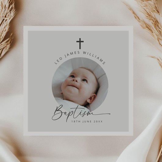Taufe Foto Grau Hintergrund Serviette