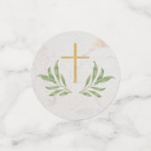 Taufe Foto Grüne Botanische geometrische Marmor Konfetti (Klein Vorderseite)