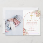 Taufe Foto Pampas Grass Arch Dankeskarte (Vorderseite)