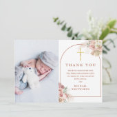 Taufe Foto Pampas Grass Arch Dankeskarte (Stehend Vorderseite)