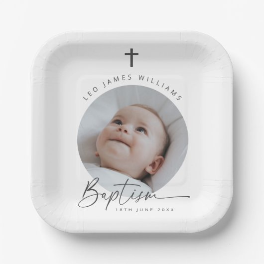 Taufe Foto Pappteller (Vorderseite)