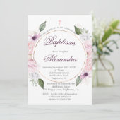 Taufe Foto Rosse Blumenmädchen Einladung (Stehend Vorderseite)