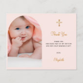 Taufe Foto rot Rose Dank Karte (Vorderseite)