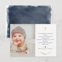 Taufe Foto Vielen Dank Navy Blue Card