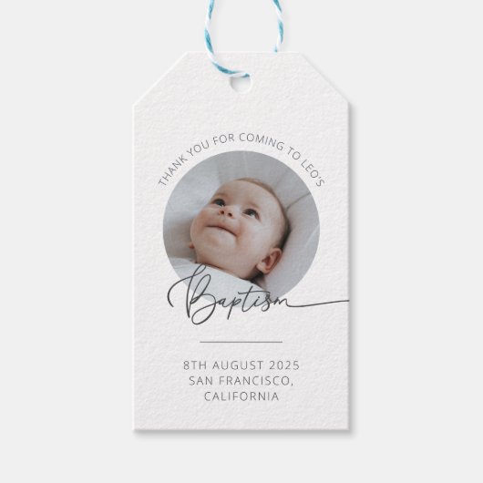 Taufe Foto Vielen Dank Tag Geschenkanhänger (Vorderseite)