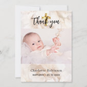 Taufe Foto weiß Blütenkarte danke Ihnen Karte (Vorderseite)