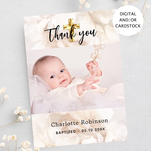Taufe Foto weiß Blütenkarte danke Ihnen Karte