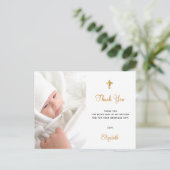 Taufe Foto Weißgold Dankeschön Postkarte (Stehend Vorderseite)