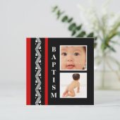 Taufe Funky Baby Foto PERSONALISIEREN Einladung (Stehend Vorderseite)