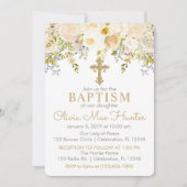 Taufe für Creme und Goldflorengarten Einladung (Vorderseite)
