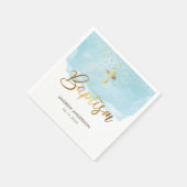 Taufe für den Golden und Blue Watercolor Boy Serviette (Ecke)