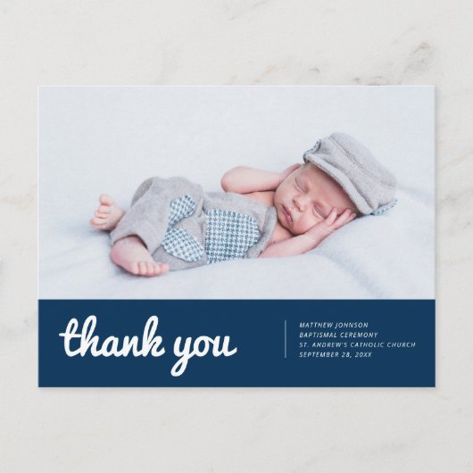 Taufe für Ihm Modernes und einfaches Foto Vielen D Postkarte (Vorderseite)