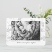 Taufe für ihn | Einfaches Foto Grau Foliage Save The Date (Stehend Vorderseite)