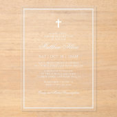 Taufe für ihn | Elegantes Classic Cross Acryleinladungen (Vorderseite)
