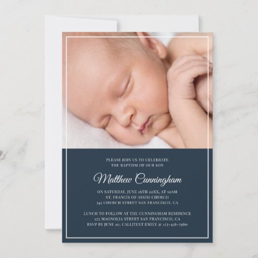 Taufe für ihn | Moderne, einfache Rahmen Einladung (Vorderseite)