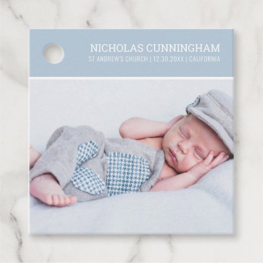 Taufe für ihn | Modernes, benutzerdefiniertes Foto Geschenkanhänger (Vorderseite)