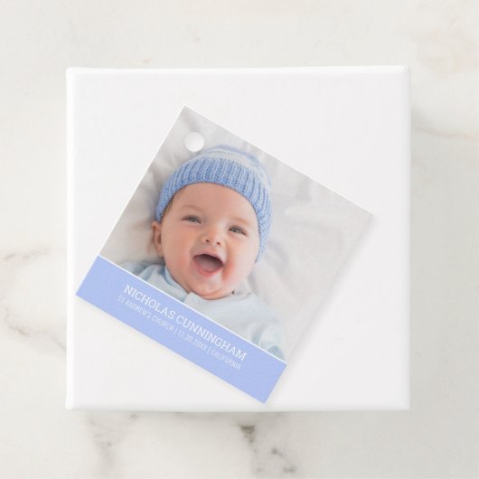 Taufe für ihn | Modernes einfaches Baby-Foto Geschenkanhänger (Beispiel)