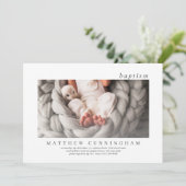 Taufe für ihn| Modernes, einfaches, elegantes Foto Einladung (Stehend Vorderseite)