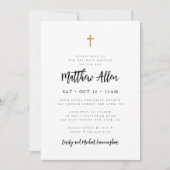 Taufe für ihn Modernes Minimalistisches Kreuz Einladung (Vorderseite)