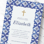 Taufe für ihre blauen und weißen mediterranen Flie Einladung
