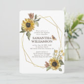 Taufe für ihre rustikale Sonnenblume Florals Einladung (Stehend Vorderseite)
