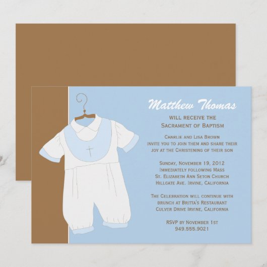 Taufe für Junge Einladung (Vorne/Hinten)