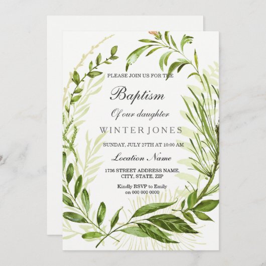 Taufe für Junge oder Mädchen Einladung (Vorne/Hinten)