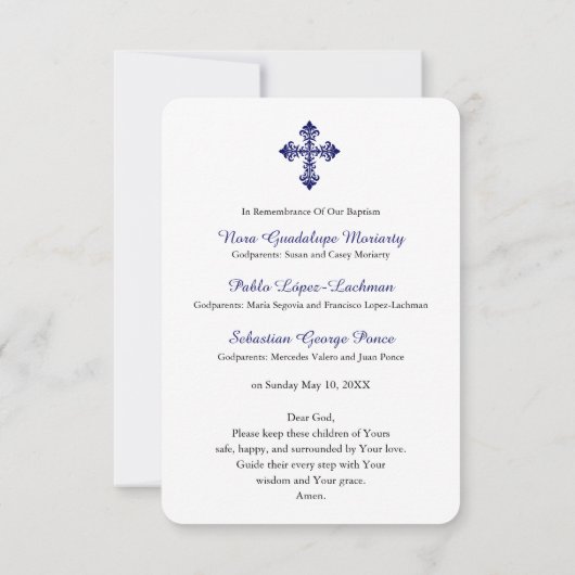 Taufe für Kleinkinder Erinnerung an große Gebetska Einladung (Rückseite)