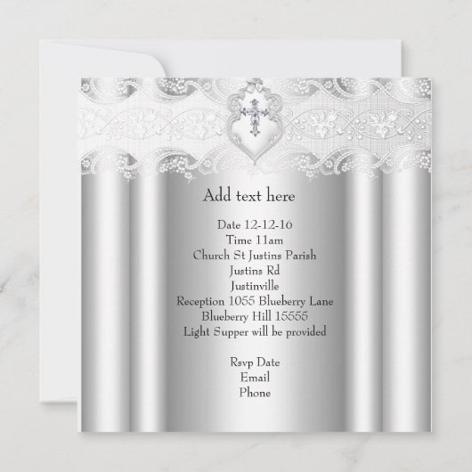 Taufe für Mädchen oder Junge Silbermedaille Foto K Einladung (Rückseite)