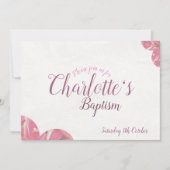 Taufe für Mädchen Rosa-Weiß-Blume Einladung (Vorderseite)