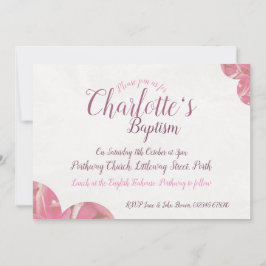 Taufe für Mädchen Rosa-Weiß-Blume Einladung
