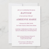 Taufe für Mädchen Segen Rosa Kreuz Damaskus Wirbel Einladung (Rückseite)