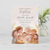 Taufe für Mädchen und Familie Einladung (Stehend Vorderseite)