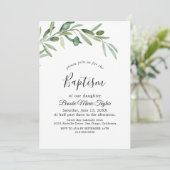 Taufe für moderne Olivenzweige Einladung (Stehend Vorderseite)