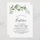 Taufe für moderne Olivenzweige Einladung (Vorne/Hinten)