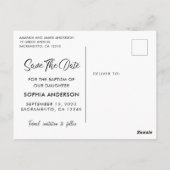 Taufe für Pfirsich und Gold Save the Date Postkarte (Rückseite)