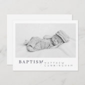 Taufe für sein modernes Minimalistisches Foto Dankeskarte (Vorne/Hinten)