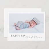 Taufe für sein modernes Minimalistisches Foto Dankeskarte (Vorne/Hinten)