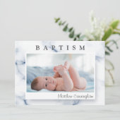 Taufe für seinen modernen Marmor Einladung (Stehend Vorderseite)