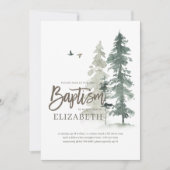 Taufe für sie | Aquarellkiefer Einladung (Vorderseite)