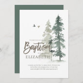 Taufe für sie | Aquarellkiefer Einladung (Vorne/Hinten)